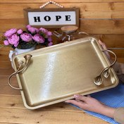 تصویر سینی مستطیل بزرگ رز لیلیوم جنس فلز آبکاری شده با ضمانت