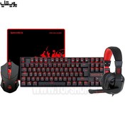 تصویر باندل گیمینگ 4 تیکه ردراگون Redragon K552-BB Redragon Redragon K552-BB Gaming Keyboard and Mouse, Large Mouse Pad, PC Gaming Headset with Microphone Combo 87 Key Mechanical Keyboard with Blue Switches for Windows PC Games-Keyboard Mouse Pad Head