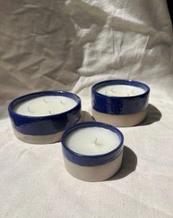 تصویر شمع کاسه سرامیکی لاجوردی 