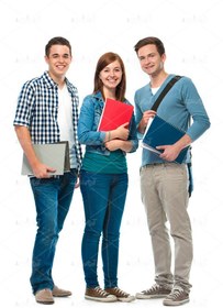 تصویر عکس با کیفیت سه نفره دختر و پسر دبیرستانی خارجی 