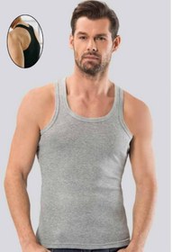 تصویر تاپ ورزشی مردانه ۵ تکه آجدار، ۱۰۰٪ پنبه (آجدار) مردانه بند دار راسته | آنیت Anıt 1A1N0T6 