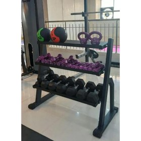 تصویر رک دمبل 3ردیفه مدل kv003 3 row dumbbell rack model AGR003