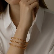 تصویر النگو طلایی طرح تاج 3 عددی 