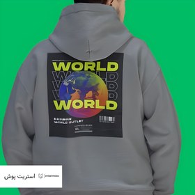 تصویر هودی چاپ پشت مردانه World World با رنگ های مختلف 