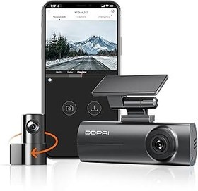 تصویر DDPAI DASH CAM برای اتومبیل ها ، 1296p + 1080p دوربین جلوی و عقب دوربین اتومبیل ساخته شده در WiFi ، Super Night Vision ، فیلمبرداری دوگانه ، حالت پارکینگ 24 ساعته ، G- سنسور ، ضبط حلقه ، N1 Dual DDPAI Dash Cam for Cars, 1296P + 1080P Front and Rear Dashcam Car Camera Built-in WiFi, Super Night Vision, Dual Captures Footage, 24H Parking Mode, G-Sensor, Loop Recording, N1 Dual