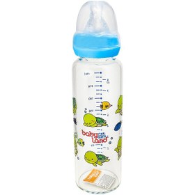 تصویر شیشه شیر پیرکس 6تا18 ماهگی آبی کد 491 بی بی لند 240 میلی لیتر BABY BOTTLE BABY LAND 240 Ml