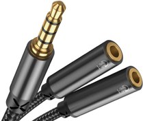 تصویر کابل انتقال صدای دوسر جویروم Joyroom Headphone male to 2-female Y-splitter audio cable 0.2m SY-A04 