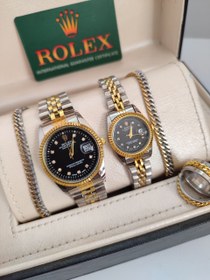 تصویر ساعت ست رولکس دستبند حلقه استیل ست ساعت زنانه و مردانه ارسال رایگان rolex Rolex ROLEX