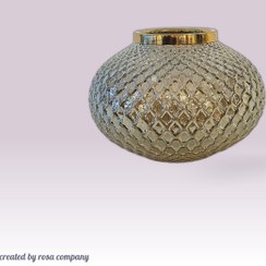 تصویر گلدان شیشه ای رومیزی گرد 