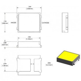 تصویر ال ای دی آفتابی 18 ولت 1 وات پکیج 2835 اس ام دی LED-GBG-T2835MS-1W-18V