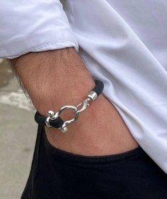 تصویر دستبند امگا بند رابر مردانه قفل نقره ای omega bracelet