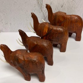 تصویر فیل چوبی هندی (ست ۴عددی) 