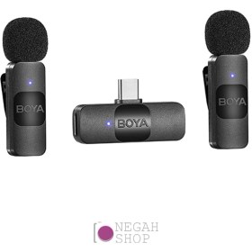 تصویر میکروفن بی سیم بویا دو مخاطب تایپ سی مدل Boya BY-V20 ا Boya BY-V20 wireless collar microphone Boya BY-V20 wireless collar microphone