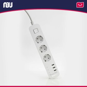 تصویر چند راهی برق ارت دار سه سوکت و سه یو اس بی هادرون Hadron P323 3 AC Outlets 3 USB PowerStrip