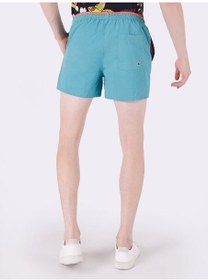 تصویر Slim Fit Orta Bel Mavi Erkek Deniz Şortu 