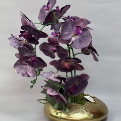 تصویر گلدان و گل ارکیده بنفش مصنوعی 