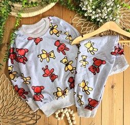 تصویر بلوز و شلوار بچگانه مخمل عروسک تدی 