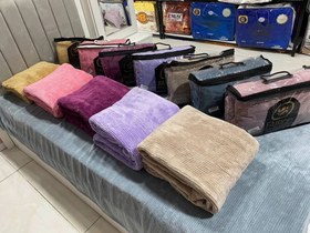 تصویر پتو فایپکو کاملیا ضخیم یک نفره کیف دار بدون پرز دهی با کیفیت بالا - گلبه ایی 