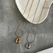 تصویر گردنبند بیضی توخالی دفرمه گلد 