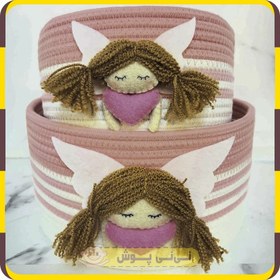 تصویر سبد نظم دهنده 5 تیکه اتاق کودک طرح عروسکی 