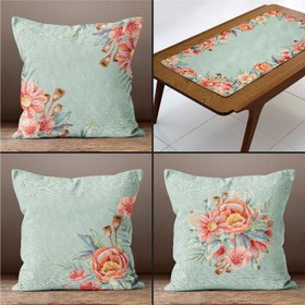 تصویر ست کوسن و رانر کد S222 گلدار_آبرنگی