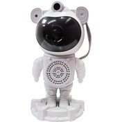 تصویر چراغ خواب پروژکتوری (اسپیکر‌دار) کهکشانی مدل فضانورد ایستاده Astronaut projector and  speaker