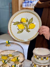 تصویر ست کامل لیمو - سینی گرد لعابی ۳۲ 