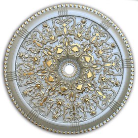 تصویر گل سقفی دایره 60 سانتی متری مدل دینا کد 395 - تیتانیوم طلایی 
