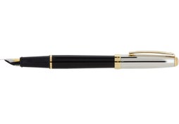 تصویر خودنویس شیفر مدل Prelude نیمه کروم براق مشکی گیره زرد Sheaffer Prelude Black With Gold Tone Trim Fountain Pen