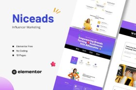 تصویر کیت تمپلیت بازاریابی و اینفلوئنسر Niceads برای المنتور 