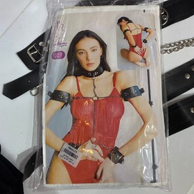 تصویر گارتر چرم زنجیر دار 5تیکه 