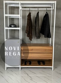 تصویر رگال لباس کشودار - مشکی / سفید / سفید 