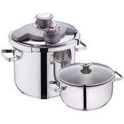 تصویر زودپز دوقولو کرکماز مدل آکوآ 4 + 6 لیتر Korkmaz Aqua 4-Piece Pressure Cooker Set