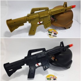 تصویر تفنگ اسباب بازی مسلسل ویبره ای مدل 008 با کلاه 