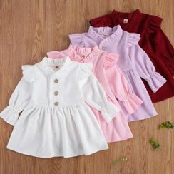 تصویر پیراهن مجلسی آستین بلند دخترانه بچه گانه یک تا دو سال قابل سفارش تا چهار سال کودک لباس مهد کودک 