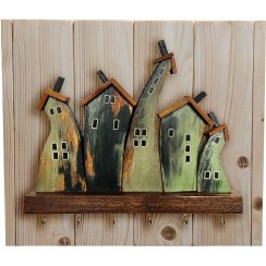 تصویر کاور جعبه فیوز و جاکلیدی چوبی طرح دهکده رویایی کد 52722 