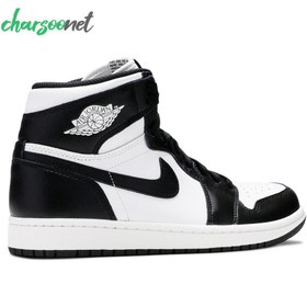 تصویر کتونی ایر جردن ۱ ساقدار سفید مشکی سایز4 Nike Air jordan 1 Black & White Size 4