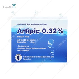 تصویر اشک مصنوعی آرتیپیک 0.32 درصد 0.5 میل Artificial Tears Artipic 0.32% 0.5 ml