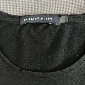 تصویر SIZE S-M تیشرت اسلیم فیت اورجینال برند معتبر Philipp Plein هلند، مدل اسکلت 