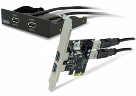 تصویر کارت 4 پورت USB3.0 با رابط PCI-E به همراه Front Panel برند Unitek مدل Y-6119 