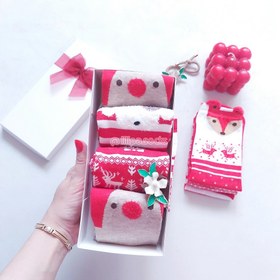 تصویر جوراب مچی زنانه طرح کریسمسی - طرح1 Christmas design women's socks