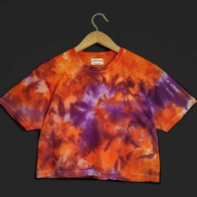 تصویر کراپ آیس دای (شیبوری) نارنجی- بنفش Orange & PurpleTie Dye Crop Top