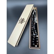 تصویر تسبیح ۳۳ دانه سنگ عقیق باباقوری اصل 