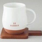 تصویر ماگ فنجان، ۴۵۰میل سفید با جایی چوبی english home مدل so blessed new bone China 