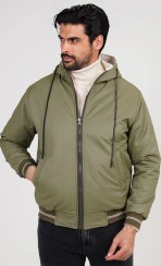 تصویر کاپشن کلاهدار شمعی مردانه دورو 