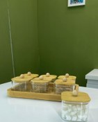 تصویر قندان مربع پیرکس بامبو با درب 