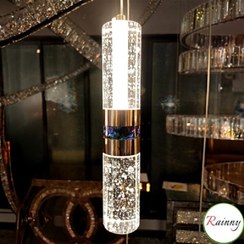 تصویر لوستر مدرن پله مدل ۲۰۲۵ با تزیین کریستالی 