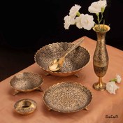 تصویر ست پذیرایی برنجی طلایی کد 097 