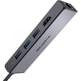 تصویر هاب 5 پورت USB-C لنشن مدل C25 HE آبی رویال هاب لپ تاپ USB Type-C 5 لنشن آبی رویال