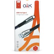 تصویر کابل شارژ و انتقال دیتا تایپ سی Type-c مدل Oak k-189 با 8 ماه گارانتی بلوط 